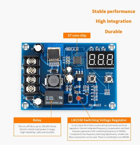 Vista 4 de Controlador de carga de batería Interruptor de protección Pantalla digital Encendido Apagado Relé Controlador de carga para batería de 12 V 24 V
