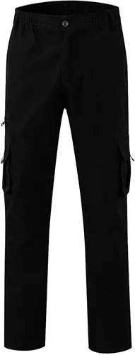 Vista 4 de eoeioa Pantalones cargo ajustables para hombre, elásticos, holgados, pantalones de trabajo sólidos para exteriores, pantalones casuales de verano