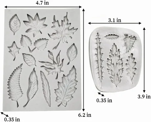 Vista 4 de 2 piezas de moldes de silicona en forma de hoja, molde de fondant para pastel con forma de hojas de árbol, molde 3D único para chocolate, caramelo