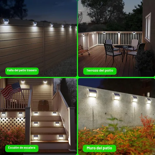 Vista 2 de Luces solares de cubierta brillante 3 luces LED de escalera impermeables para valla de acero inoxidable al aire libre lámpara solar para patio