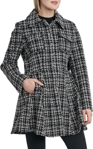 Vista 4 de LAUNDRY BY SHELLI SEGAL Chaqueta de tela a cuadros ajustada y acampanada para mujer