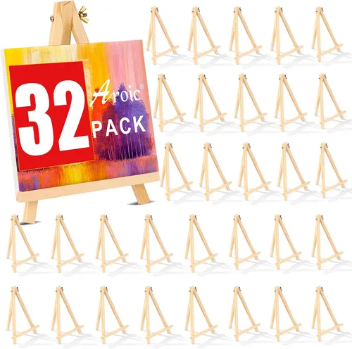 Vista 11 de AROIC Caballete de 9 pulgadas para pintar, paquete de 6 caballetes de madera para letreros, caballetes de mesa para pintar lienzos, caballete