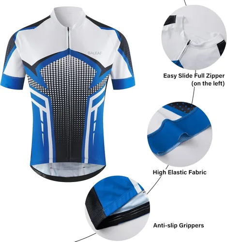 Vista 4 de BALEAF Mens Cycling Jersey Short Sleeve Bike Shirts 4 Pockets Road Biking Tops Full Zip Clothing MTB Breathable UPF 50