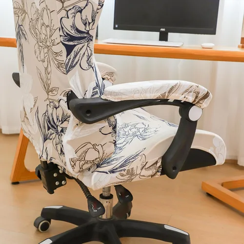 Vista 6 de FORCHEER Funda para silla de juegos con fundas para reposabrazos, diseño floral, 4 piezas, elásticas, para silla de computadora, juego de fundas