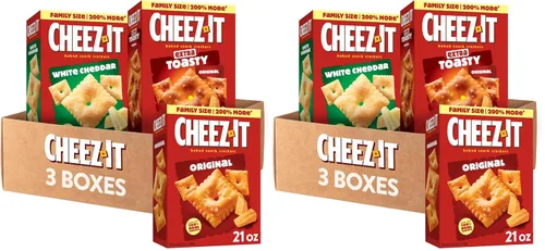 Vista 9 de Cheez-It Galletas de queso, galletas horneadas, aperitivos para el almuerzo, tamaño familiar, paquete variado (3 cajas)