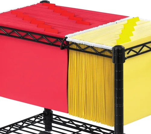 Vista 2 de Safco Carro rodante, se adapta a carpetas colgantes de tamaño carta y legal, almacenamiento de archivos móvil, acero, negro