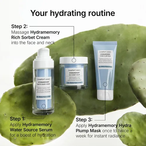 Vista 5 de Zona de confort - Crema de sorbete rica en Hydramemory Crema hidratante brillante para una piel hidratada, firme y radiante de larga duración