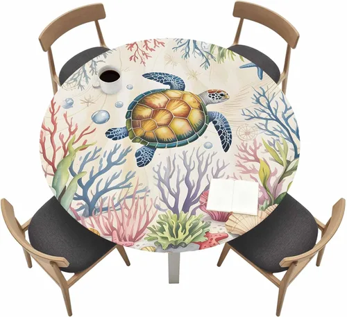 Vista 14 de Mantel redondo ajustable con flores silvestres botánicas, manteles elásticos impermeables para interiores y exteriores, mantel elástico para cena