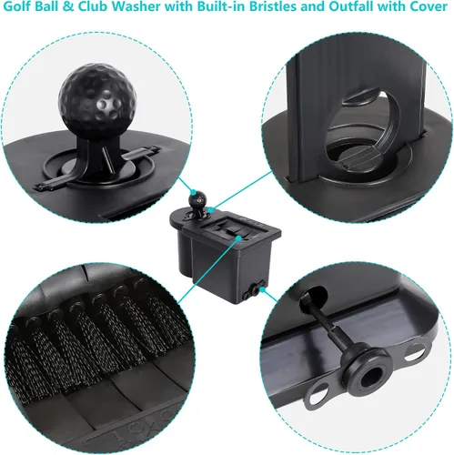 Vista 5 de 10L0L Limpiador de cabeza de palo de golf y pelota de golf 2 en 1 con soporte universal extraíble, se adapta a los modelos EZGO TXT RXV y Club Car