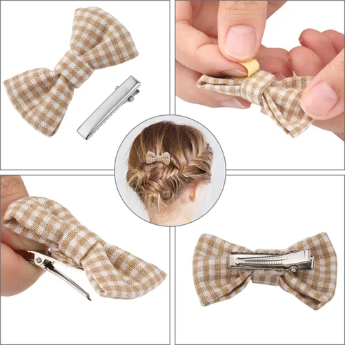 Vista 2 de 200 pinzas para el cabello de metal de cocodrilo, pinzas de pelo de pico de pato para hacer lazos, horquillas de una sola punta, horquillas de metal