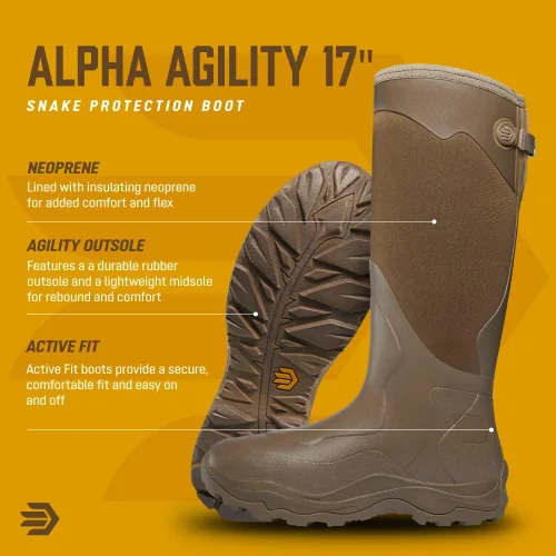 Vista 8 de LaCrosse Botas de serpiente Alpha Agility de 17 pulgadas para hombre con goma impermeable, suela de EVA y protección de dedos de serpiente