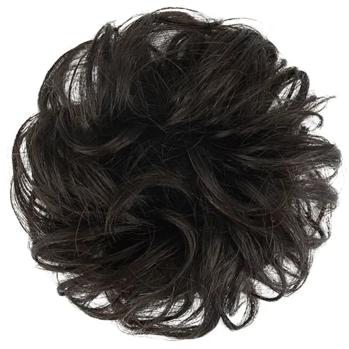 Vista 2 de FESHFEN Paquete de Moños Desaliñados - 100% Cabello Humano, Moños Reales, Gomas para el Cabello, Extensiones de Cola de Caballo, Cabello Ondulado 2#