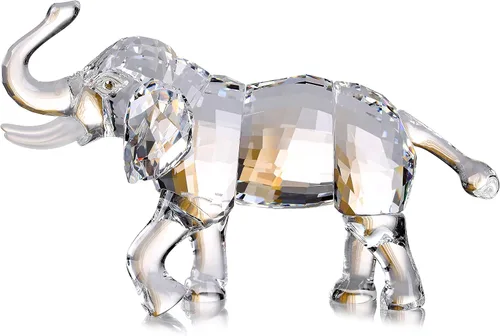 Vista 6 de DOJOZ Colección de figuras de elefante de la suerte de cristal, estatua de animales, coleccionable, decoración para el hogar (azul)