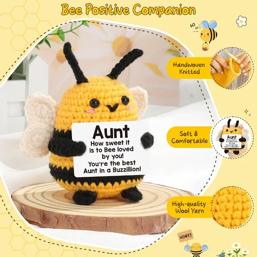 Vista 3 de LEJIAJINW - Regalos para tía para mujer, regalos de cumpleaños para tía de sobrina sobrina, linda abeja de ganchillo hecha a mano, regalo único