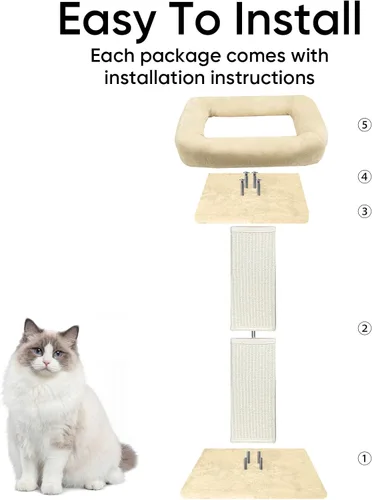 Vista 4 de AGYM Rascador para gatos, rascador para gatos de 32 pulgadas con percha de felpa grande, sisal y poste rascador de alfombra, postes verticales