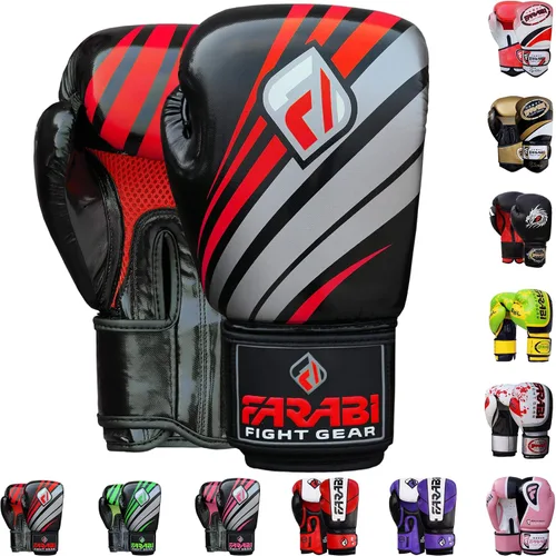 Vista 9 de Farabi Guantes de boxeo Pro Fighter Sparring Gym Bag Punching Focus Pad Mitts