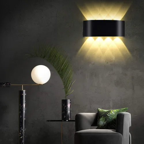 Vista 7 de Lámpara de pared LED moderna IP65, impermeable, para interiores y exteriores, apliques de pared de aluminio negro, blanco cálido para entrada
