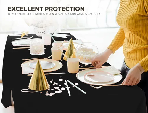 Vista 8 de Utopia Kitchen Mantel de plástico desechable (paquete de 6 unidades, 54 x 108 pulgadas), mantel rectangular negro, impermeable, resistente a