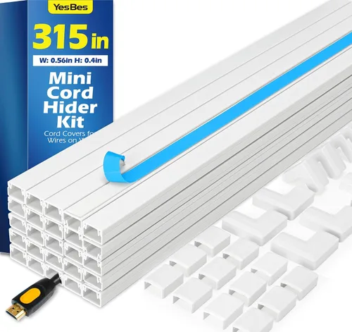 Vista 8 de YesBes Kit de ocultador de cable de 116 pulgadas, cubiertas de cable para cables en la pared, protector de cable para TV de montaje en pared