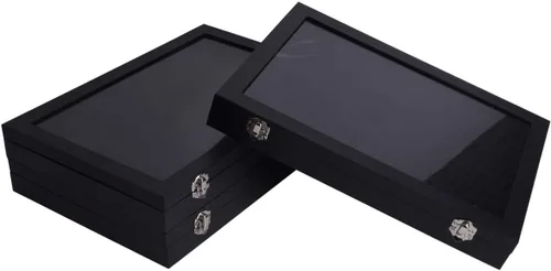 Vista 7 de AUTOARK Tapa transparente de terciopelo 7 ranuras joyería anillos pendientes caja escaparate organizador de exhibición, negro, AJ-084