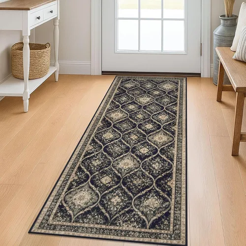 Vista 15 de KILOCOCO Alfombra marroquí pequeña, de 2 x 3 pies, color negro/dorado, súper suave, lavable, para interiores, vintage, lavable, antideslizante