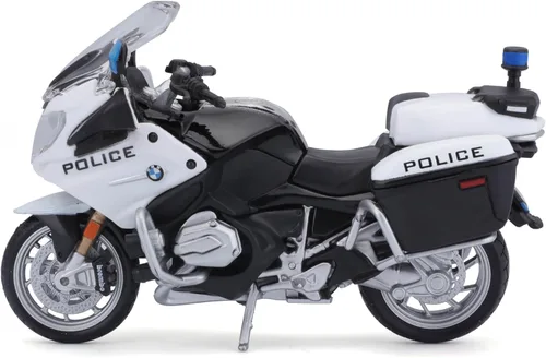 Vista 3 de BMW R1200RT - Serie de motocicletas de policía blanca con soporte de exhibición de plástico, modelo de motocicleta fundido a troquel 1/18 por Maisto