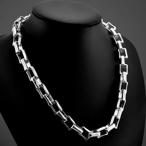 Vista 5 de Dankadi Collar de cadena de eslabones Rolo de plata de ley 925 para hombre, cadena cubana gruesa de 18, 20, 22, 24, 26, 28, 30 pulgadas, regalo