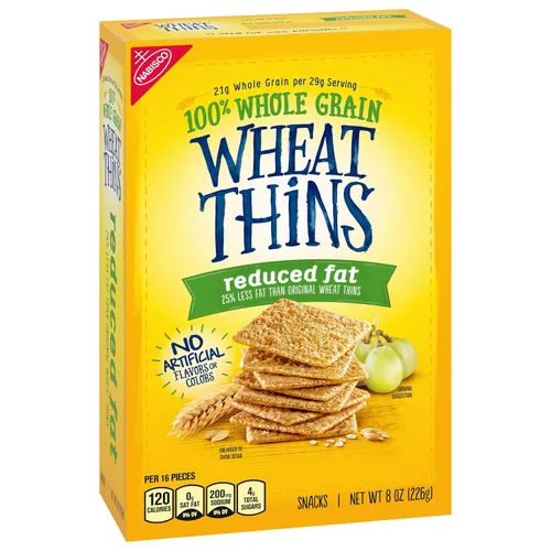 Vista 12 de Wheat Thins Snacks reducidos en grasa, galletas de trigo integral de grano entero, galletas de aperitivos, 8 onzas