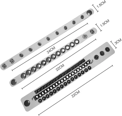 Vista 2 de TURTLEDOVE Pulsera de cuero punk – Pulsera de cuero gótica con tachuelas de metal – Accesorios punk rock de los años 80 para hombres y mujeres