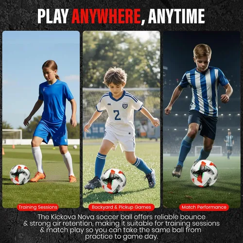 Vista 6 de Balón de fútbol profesional tamaño 4 y 5 – Pelota de entrenamiento y partido sin costuras para jóvenes, niños y adultos, piel sintética impermeable