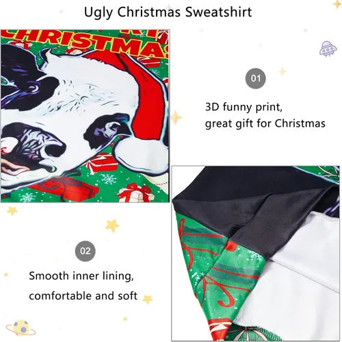 Vista 6 de Leapparel Suéter feo de Navidad para hombre y mujer, sudadera divertida de manga larga