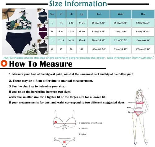 Vista 7 de LOOKAA Bikini Sets for Women Swimwear Bikini Solid Vintage Print Sexy One Shoulder Strap Two Piece Swimsuits for Women