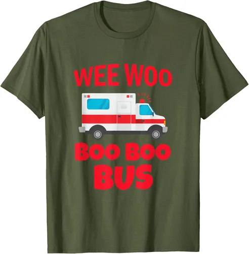 Vista 42 de Wee Woo Boo Boo Bus First Responder - Camiseta divertida de ambulancia, Negro, S