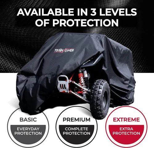 Vista 5 de Tough Cover Basic Edition Funda para ATV, Tela Resistente de Grado Marino 210D, Cubierta para Quad para Kawasaki, Honda, Polaris, Yamaha y Más.