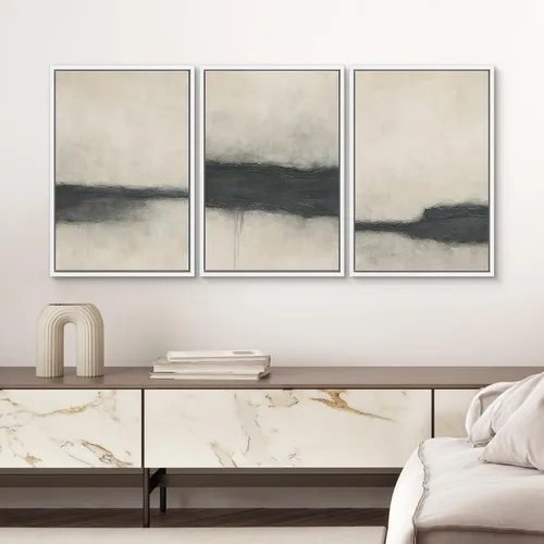 Vista 121 de SIGNWIN Lienzo enmarcado para pared, juego de arte pastel con cadena montañosa, bosque, niebla, naturaleza silvestre, ilustraciones modernas, arte