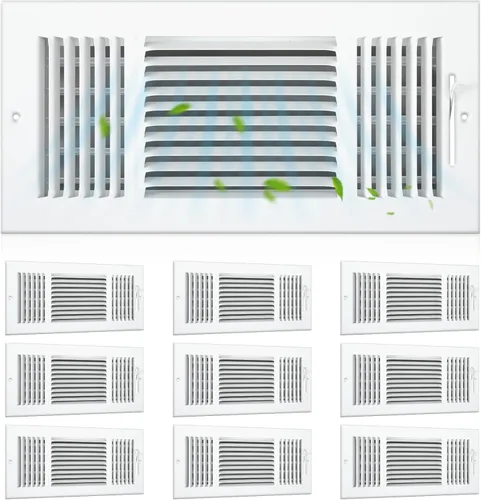 Vista 8 de Zonon 1 cubierta de ventilación de techo de 10 x 4 pulgadas, 3 vías para pared lateral, pared lateral, cubierta de ventilación de aire Blanco