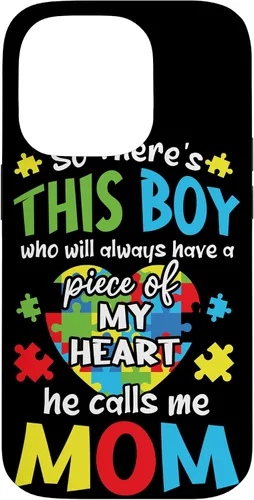 Vista 17 de iPhone 16 Boy Calls Me Mom Heart - Funda de concientización sobre el autismo