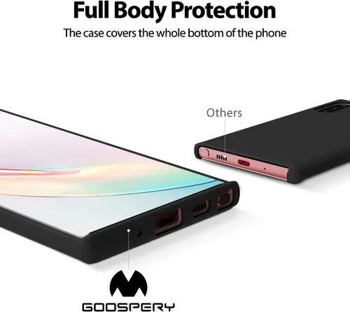 Vista 3 de GOOSPERY Funda de silicona líquida para Galaxy Note 10 (2019) Silky-Soft Touch Full Body Protection Funda a prueba de golpes con forro de microfibra