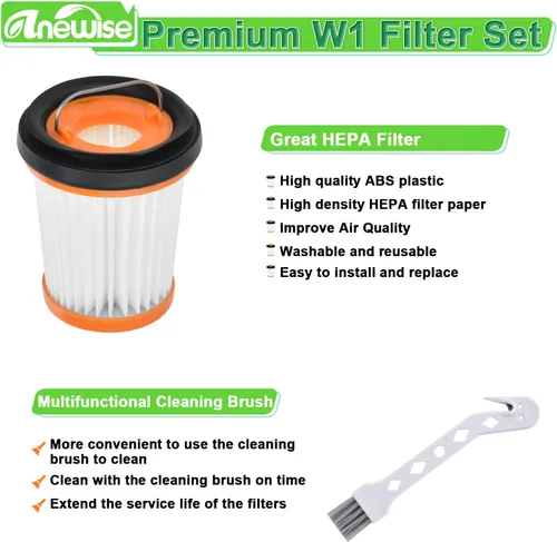 Vista 4 de Anewise WV201 Wandvac - Filtro de repuesto para Shark Wandvac ION W1 S87, aspiradora de mano inalámbrica WV201BK WV200 WV200C WV201 WV205 WV220