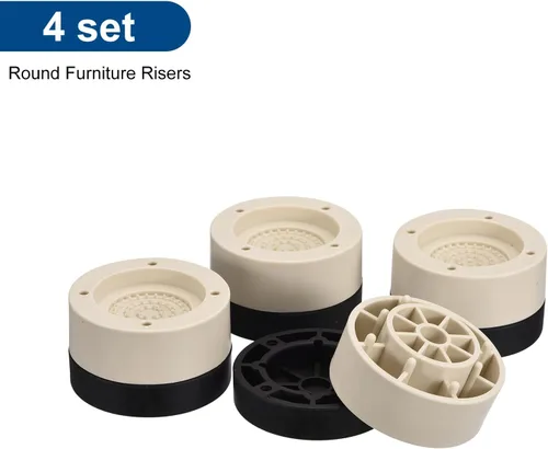 Vista 4 de uxcell Juego de 4 elevadores redondos para muebles, altura de 1.38 pulgadas, elevadores de cama ajustables para marco de cama, mesa, escritorio
