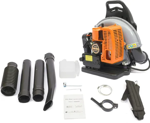 Vista 11 de Soplador de hojas de mochila 25.4CC 2 tiempos alimentado a gas jardín patio ventilador limpio 275 CFM, 750W 7500RPM, motor de refrigeración por