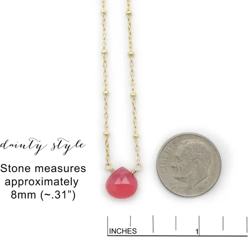 Vista 21 de Collar con colgante de piedra natal con piedra preciosa genuina, relleno de oro de 14 quilates, 18 pulgadas