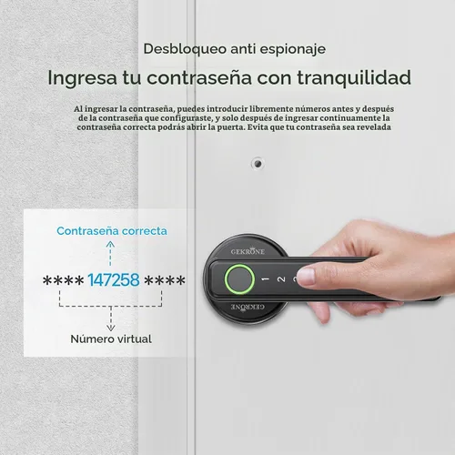 Vista 4 de TUYA - Cerradura de palanca inteligente de huellas dactilares con control de aplicación, entrada sin llave, pantalla táctil Bluetooth, mango
