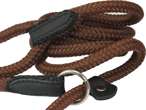 Vista 4 de Dogs My Love Collar y correa ajustables de cuerda de nailon para perro de 6 pies de largo (pequeño: 1/4" (6 mm), marrón)