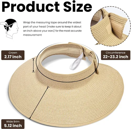 Vista 34 de Simplicity - Sombrero con protección solar UV UPF 50 para mujer, convertible en visera para playa