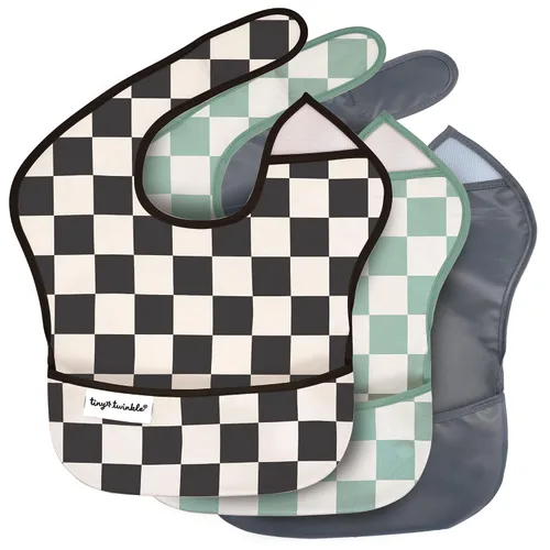 Vista 30 de Tiny Twinkle Baberos Antiderrame para Comer para Bebé Baberos Impermeables y Limpiables para Niños Pequeños con Bolsillo de Recolección Baberos