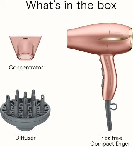 Vista 9 de INFINITIPRO de CONAIR - Secadora de pelo compacta sin encrespamiento, 2 veces más brillo, 3 veces más control de encrespamiento Rosa (Dusty Rose)
