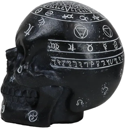 Vista 5 de Ebros Gift Gótico Wicca Negro Artes Místicas Planetario Zodiaco Celestial Símbolos Antiguos Calavera Figura Hechicería Magia Brujería Calaveras