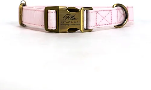 Vista 24 de Collar de perro personalizado con nombre y número de teléfono grabado, collar ajustable personalizado para cachorros, collar de algodón orgánico