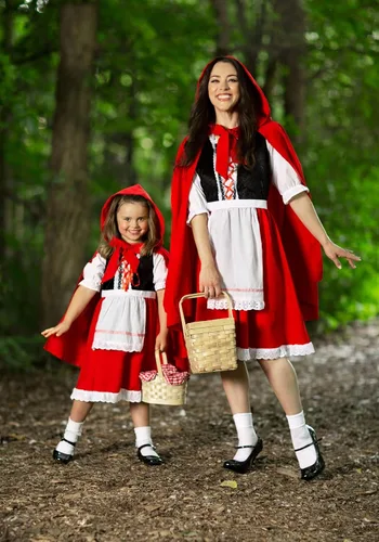Vista 6 de Disfraz de Caperucita Roja para mujer, vestido de Caperucita Roja y Capa 1X 8X